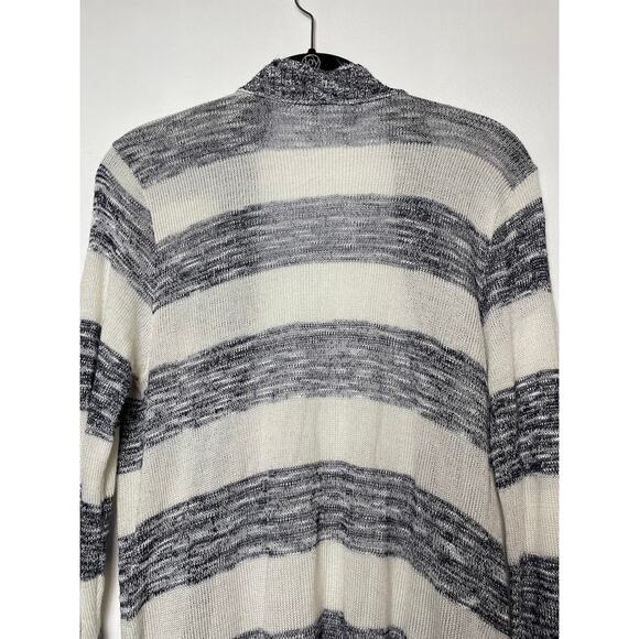 Striped Sweater Womens XL Navy and White Cardigan Long Sleeve Knit Open Top - Picture 8 of 12